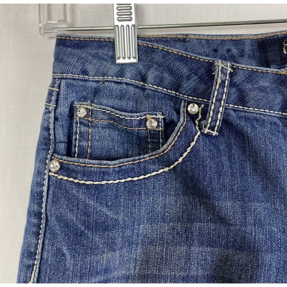 Earl Jean Womens Size 5 Capri Crop Jeans Stretch White Stitching Embellished - Picture 4 of 11